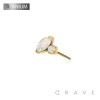 IMPLANT GRADE TITANIUM THREADLESS PUSH IN MARQUISE AND ROUND OPAL PAIR TOP PART